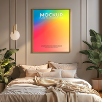 Empty Frame Mockup with Wooden Floor psd