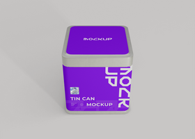 Tin Can Mockup for Interactive Branding psd