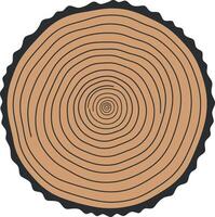 Tree trunk cross section with concentric rings natural texture illustration vector