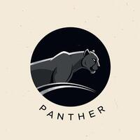 Panther logo design with black and grey colors in circular format for branding purposes vector