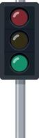 Traffic light illustration with red yellow green signals on pole vector