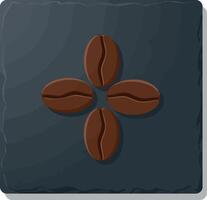 Coffee Beans Icon in Dark Square Background with Shadow Effect Illustration vector