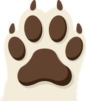 Animal paw print with brown pads and white fur illustration for pet and wildlife design vector