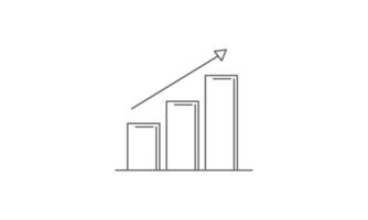 illustration of statistic curve with arrow growing up showing profit goal on good business. vector