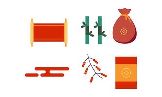 Chinese elements and ornaments isolated set vector