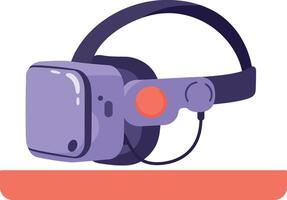 Virtual reality headset with orange button and purple design illustration vector