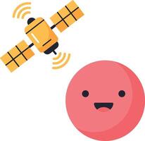 Satellite communication signal transmitting to red planet illustration design vector