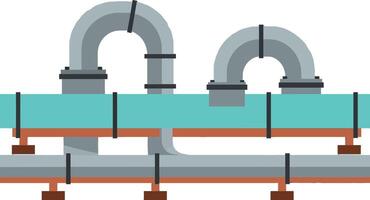 Industrial pipeline system with metal pipes and blue horizontal tubing illustration vector
