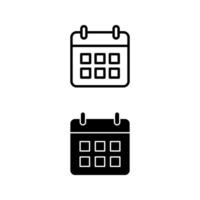Calendar Icon Set, Outline and Solid Styles vector