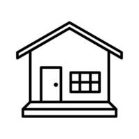 Line Art House Icon, Minimalist Outline Style vector