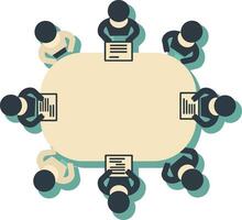 Business meeting with people around table holding documents top view illustration vector