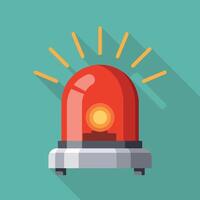 Red Emergency Siren with Long Shadow Illustration for Alert or Warning Signals vector