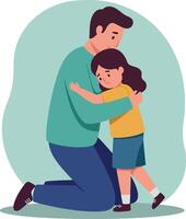 Father hugging daughter in embrace showing affection and care illustration vector