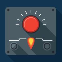 Red Emergency Button with Indicator Light on Dark Control Panel Illustration vector
