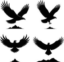4 in 1 eagle silhouettes bundle vector