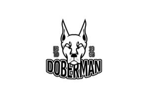 Minimalist Doberman head logo in silhouette style. Ideal for branding, apparel, and mascots. vector