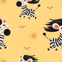 Flat design Zebra Character with Safari Pattern Design vector