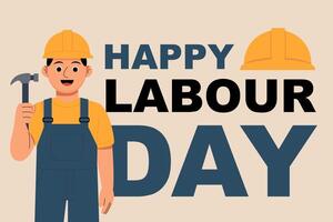 Labour Day illustration with builder vector