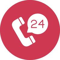 24 Hours Support Mono Icon Symbol vector