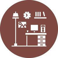 Computer Desk Creative Flat Illustration vector
