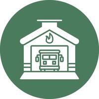 Fire Station Mono Icon Symbol vector