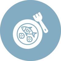 Fried Fish Clean Grid Icon vector