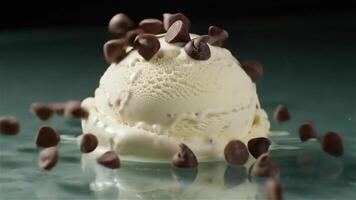 fluffly ice cream with chocolate chip, sprinkler with chocolate chip video