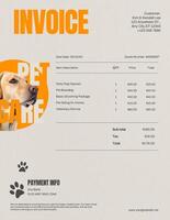 Pet care invoice template design ideas