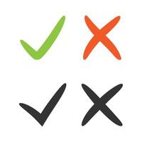 Check mark and cross mark icon isolated illustration. vector