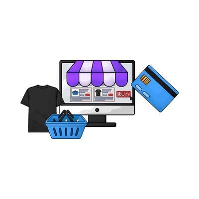 marketplace with credit card illustration