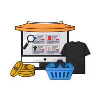 illustration of In the marketplace there are many products vector