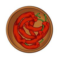 fresh red chilies in bowl vector