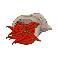 sack of red chilies illustration vector