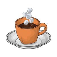 coffee and sugar cube vector