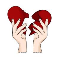 hands with a broken heart vector