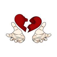 illustration of hands with a broken heart vector