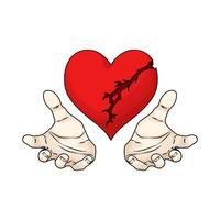 illustration of hands with a broken hearts vector