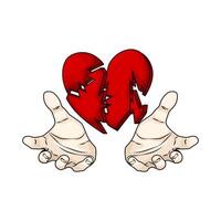 hands with a broken hearts vector