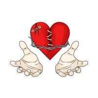 hand and Heart Entangled vector