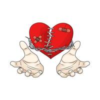 hand with Heart Entangled vector