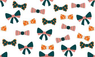 A pattern with different bright bows on a white background. Elements for printing, textures, fabrics, wallpapers vector