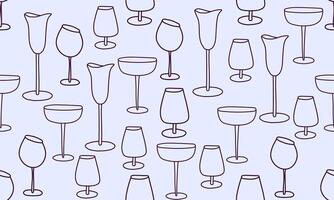 A pattern with different glasses on a delicate background. Elements for printing, textures, fabrics, wallpapers vector