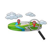 illustration of search with location pin vector