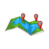 illustration of map and location pin vector
