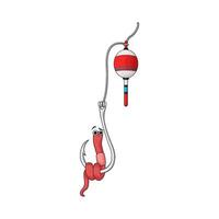 worm on hook vector
