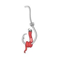 illustration of worm on fishing hook vector
