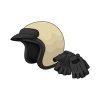 helmet without visor with gloves vector