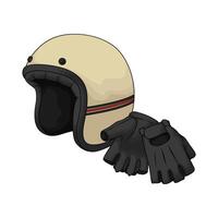 illustration of helmet without visor with gloves vector