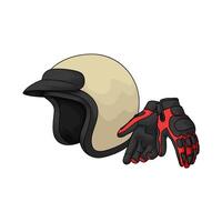 helmet without visor with gloves illustration vector