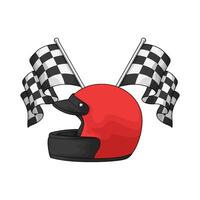 red helmet with racing flag vector